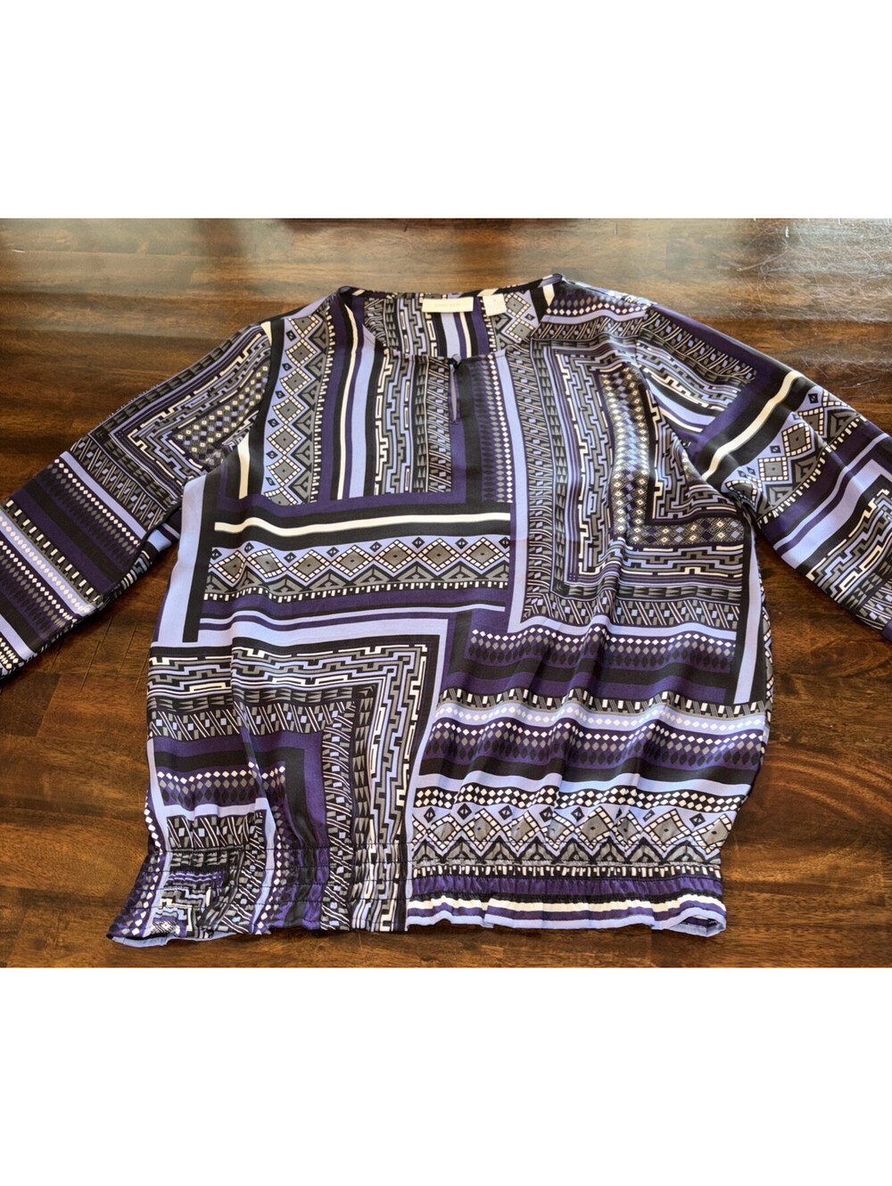 Chico's Sheer Silky Blue Purple Blouse Size 1 Women's Blouse